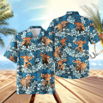 Uni Jersey Dark Blue Flower Hawaiian Shirt