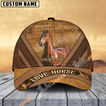 Uni Saddlebred Horse Brown Leather Pattern Personalized Name Cap