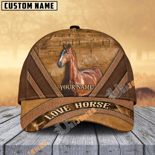 Uni Saddlebred Horse Brown Leather Pattern Personalized Name Cap