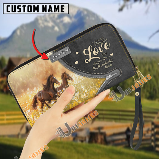 Uni Horses I Always Thought Love Personalized Leather Clutch