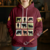 Uni Vintage Cow Silhouette Patchwork Unisex Hoodie
