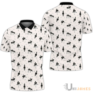 Unique Horse Riders Jumping Horses Pattern Polo Shirt