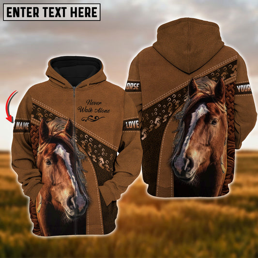 Uni Custom Name Horse Lovers Never Walk Alone 3D Hoodie