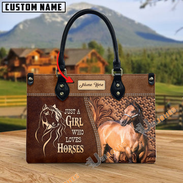 Uni Just A Girl Who Loves Horses Personalized Leather Bag