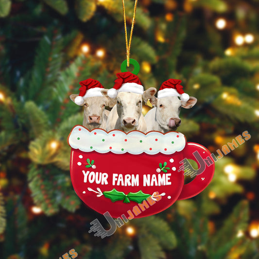 Uni Charolais Christmas Cup Custom Shape Acrylic Ornament