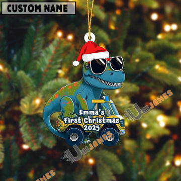UniJames Personalized Baby’s First Christmas Dinosaur Acrylic Ornament