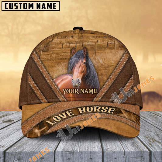 Uni Morgan Horse Brown Leather Pattern Personalized Name Cap