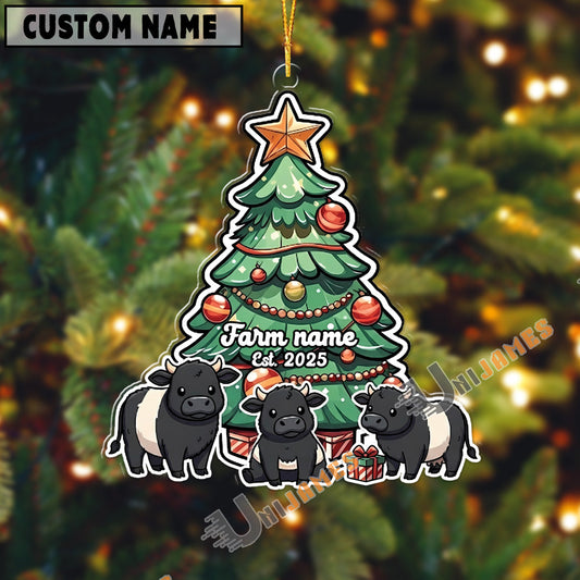 Uni Personalized Cow Family Christmas Acrylic Ornament