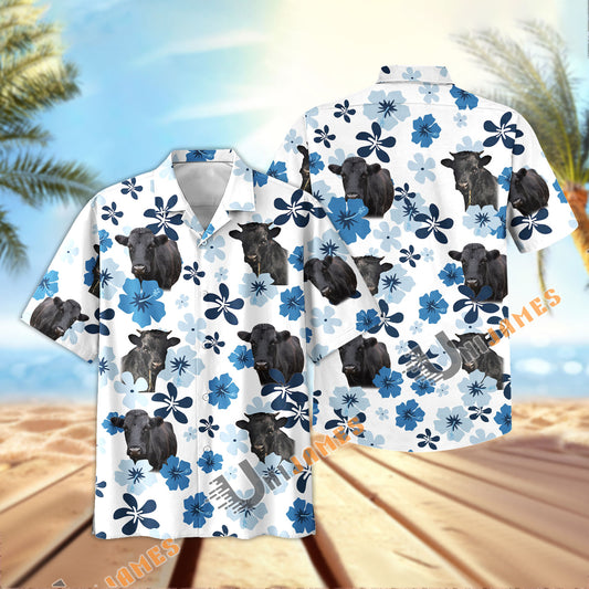 Uni Dexter Retro Blue Aloha Floral Hawaiian Shirt