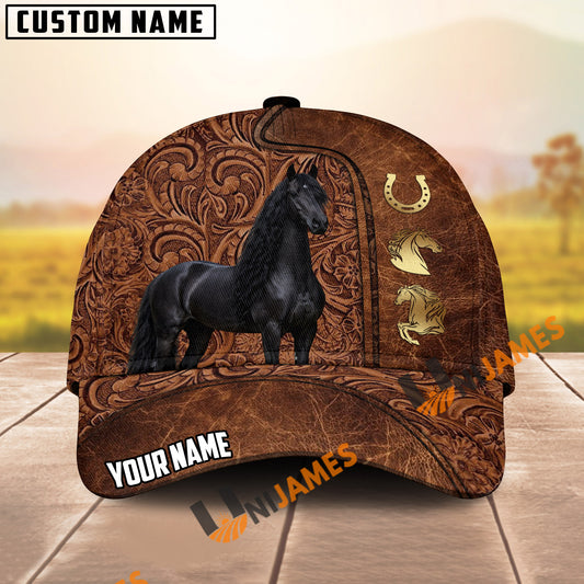 Unijames Equestrian Tooled Leather Horseshoe Personalized Name 3D Cap (9 breeds)