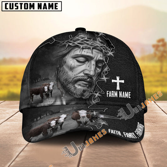 Uni Personalized Faith, Family, Farming Jesus And Cow Cap