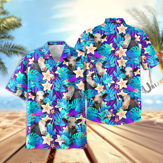 Uni Black Baldy Light Blue Flowers 3D Hawaiian Shirt