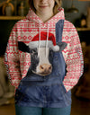 Uni Personalized Name & Farm Name Merry Christmas Cow Hoodie