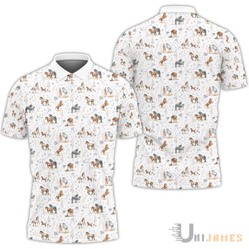 Unique Horse Happiness Pattern Polo Shirt