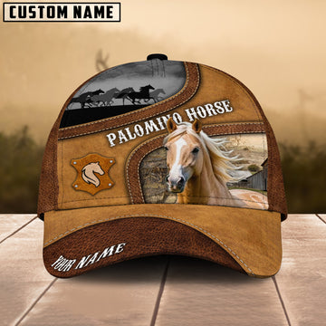 Uni Palomino Brown Curved Leather Pattern Personalized Name Cap