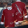 Unijames Water Knife Multicolor Option Custom Name Long Sleeve Chef Jacket (4 Colors)