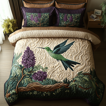 Hummingbird 3-Piece Quilted Bedding Set NCU0VT182