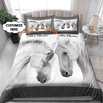 UniJames Personalized Rodeo White Horses Couple - Blanket