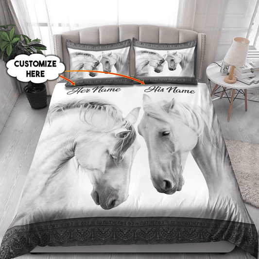 UniJames Personalized Rodeo White Horses Couple - Blanket