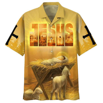 Unique Baby Jesus In A Manger Christian Jesus Religious Hawaiian Shirt