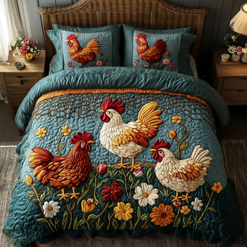Barnyard Beauties 3-Piece Quilted Bedding Set NCU0DK2909