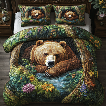 Bear Country 3-Piece Quilted Bedding Set NCU0DV3867