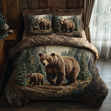 Bear Country 3-Piece Quilted Bedding Set NCU0DV4527