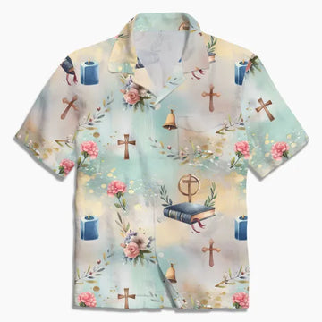 UniJames Bible Cross And Candle Christian Hawaiian Shirt
