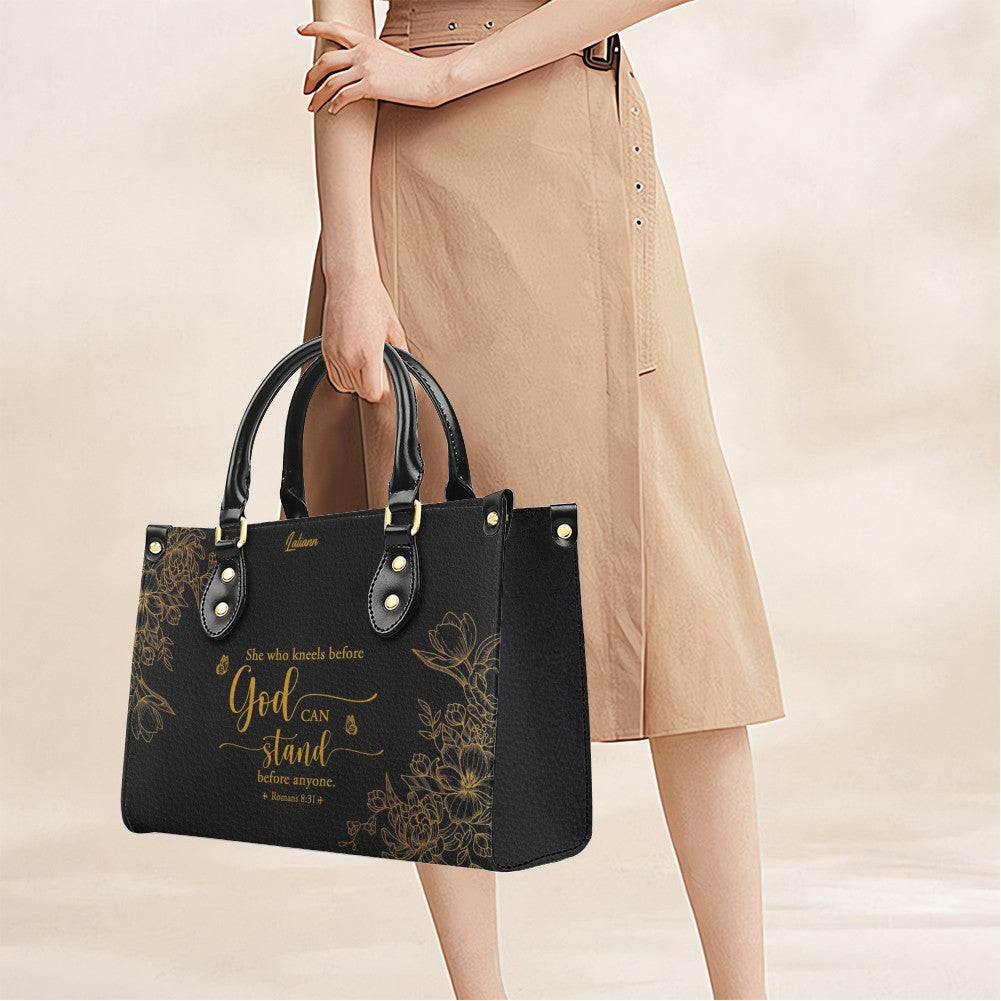 Personalized Leather Handbag Black with Bible Verse – Christian Gifts – Custom Christian Purse by