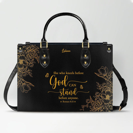 Personalized Leather Handbag Black with Bible Verse – Christian Gifts – Custom Christian Purse by