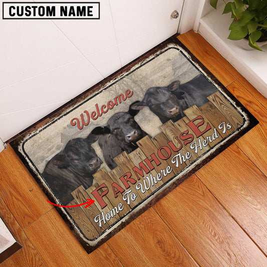 Uni Black Sim Angus Personalized - Welcome  Doormat