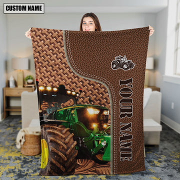 Uni Tractor Farming Pattern Customized Name 3D Blanket