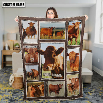 Uni Custom Name Red Angus Frame Blanket