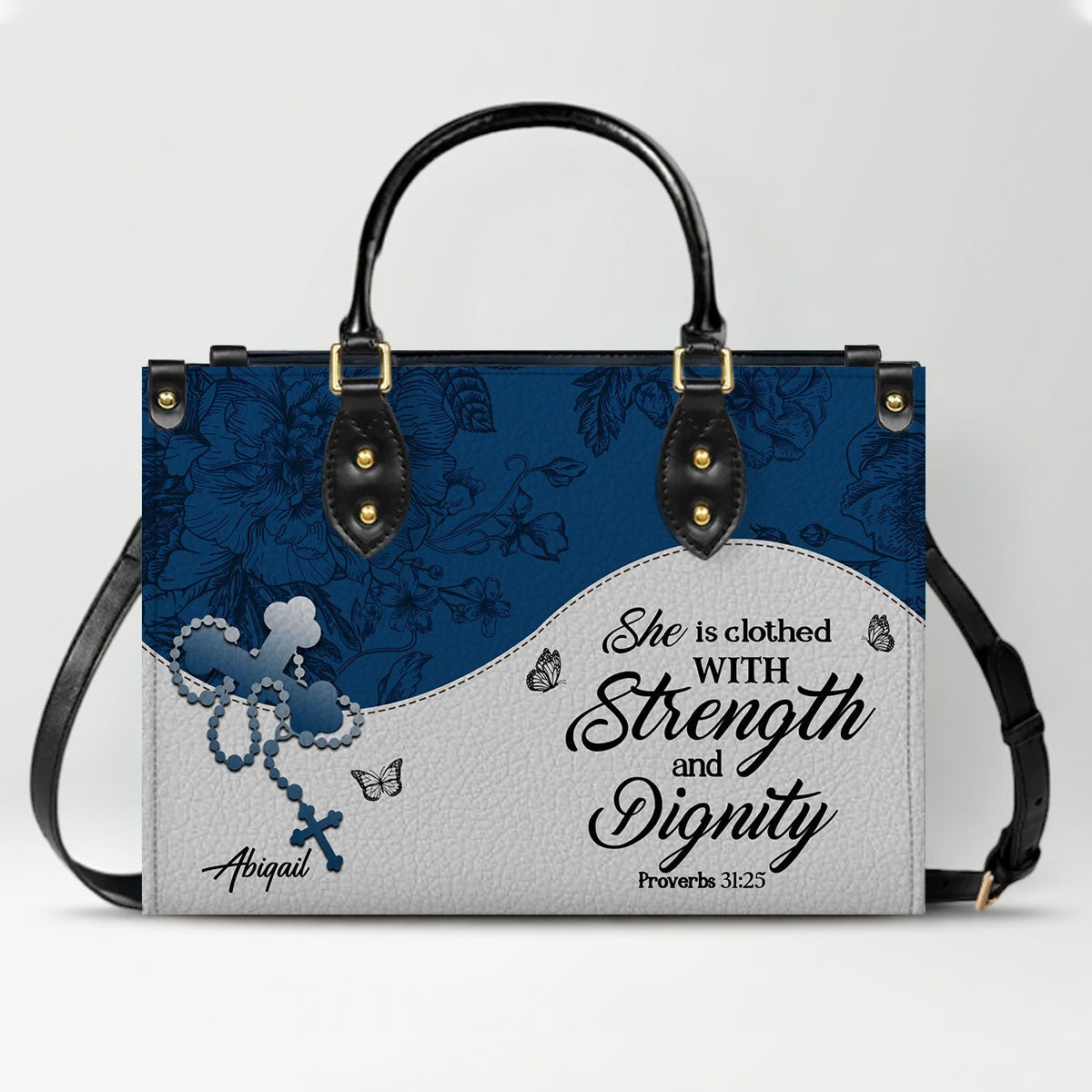 Personalized Leather Handbag with Bible Verses – Custom Christian Purse with Name |