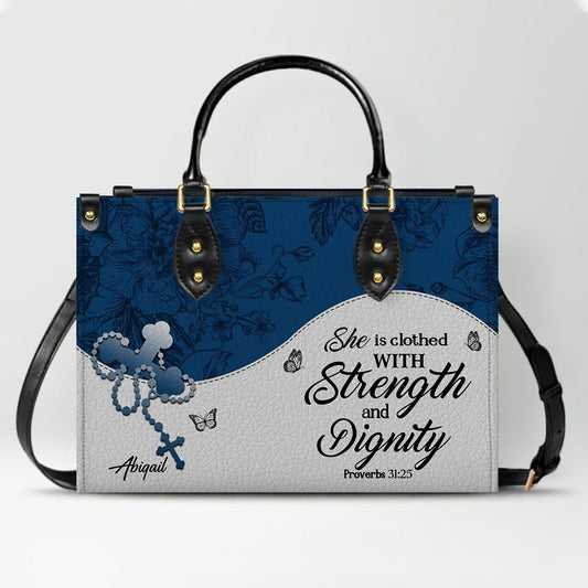 Personalized Leather Handbag with Bible Verses – Custom Christian Purse with Name |