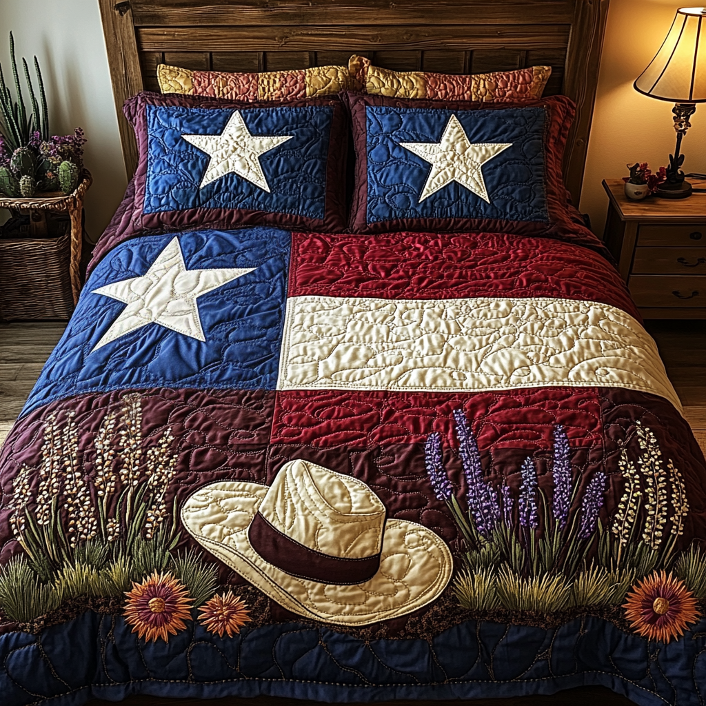 Bluebonnet State 3-Piece Quilted Bedding Set NCU0DV4940