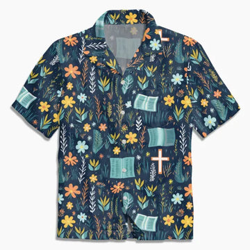 UniJames Boho Floral Bible Cross Christian Hawaiian Shirt