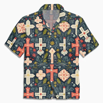 UniJames Boho Floral Cross Christian Hawaiian Shirt