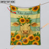 UniJames Sunflower Cattle On Farm Personalized Name Blanket