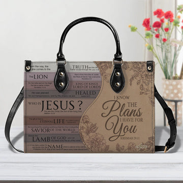 Personalized Leather Handbag for Christian Women – Jeremiah 29:11 “I Know the Plans I Have for You” – Faith Purse Gift