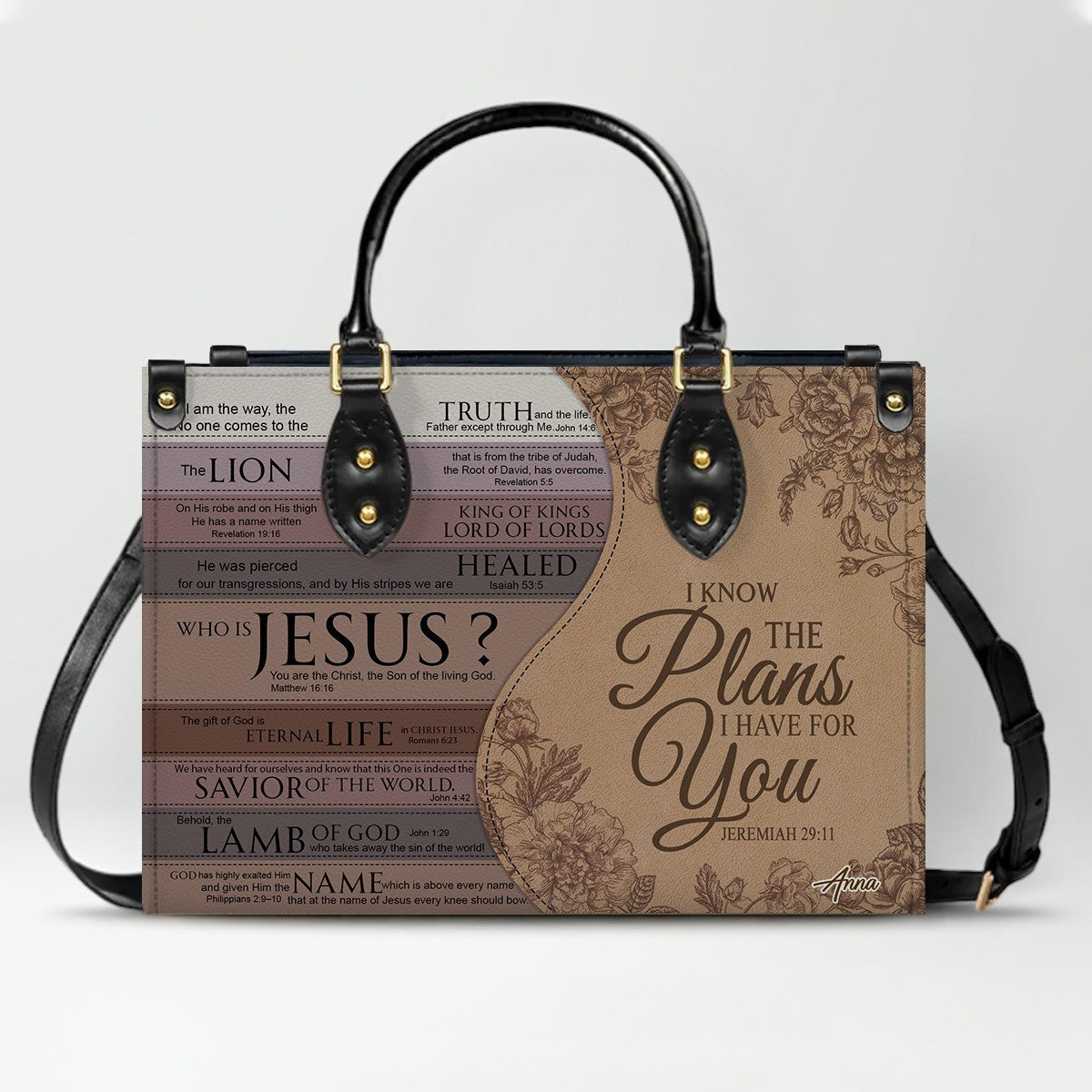 Personalized Leather Handbag for Christian Women – Jeremiah 29:11 “I Know the Plans I Have for You” – Faith Purse Gift