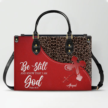 Personalized Christian Leather Handbag with Custom Bible Verse – Leopard Print Faith Purse Gift for Women by