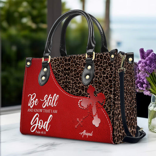 Personalized Christian Leather Handbag with Custom Bible Verse – Leopard Print Faith Purse Gift for Women by