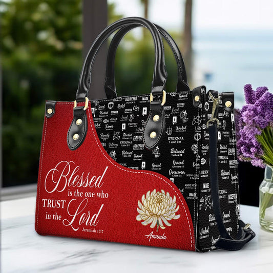 Personalized Red Leather Handbag with Custom Name & Bible Verse – Christian Gift