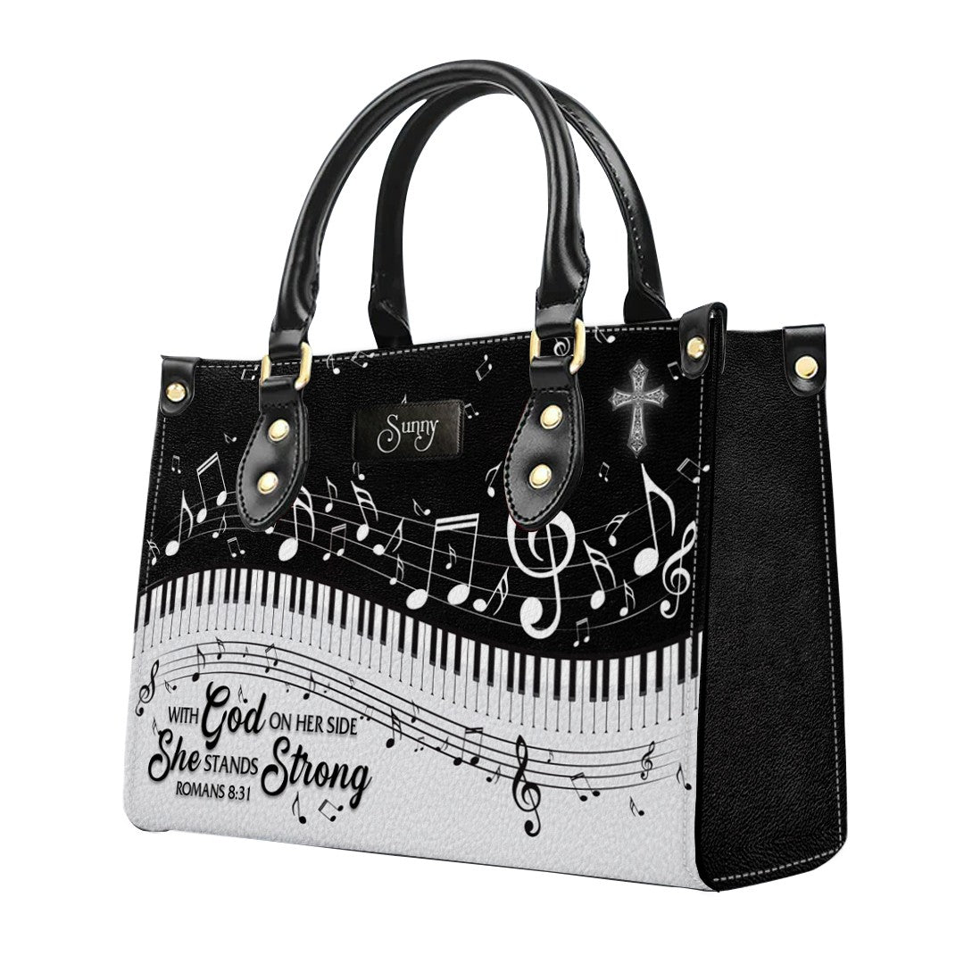 With God on her side, she stands strong Romans 8 31, Handbag Design, Monogram Leather Handbag, Gifts for Women, CABLTB0122225