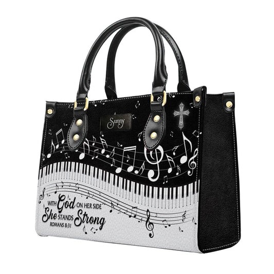 With God on her side, she stands strong Romans 8 31, Handbag Design, Monogram Leather Handbag, Gifts for Women, CABLTB0122225