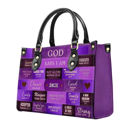 God Says I Am Leather Handbag, Personalized Bags, Gifts for Women, Christmas Gift, CABLTB0117724.