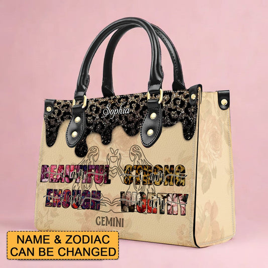 Customized Zodiac Leather Handbag by – Personalize with Your Name
