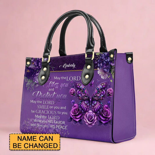 Custom Engraved Leather Handbag - Elegance & Faith Combined - CABLTHB01070424.