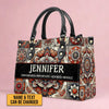 Personalized Mandala Leather Tote Bag - CABLTHB01170424.